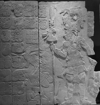 Hieroglyphen und Maya Monument